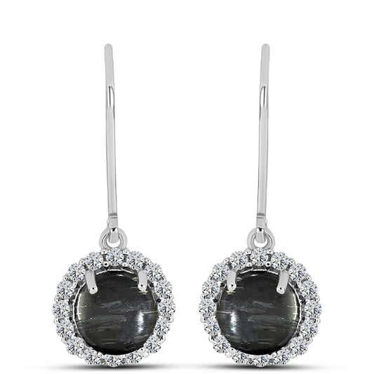 Ezüst Fülbevaló Picasso Jáspissal és Fehér Topázzal