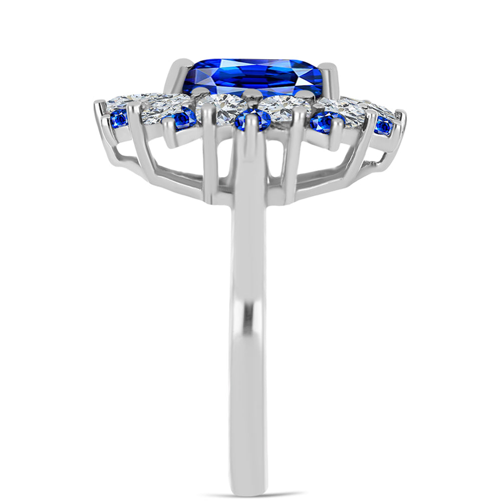 Ezüst Gyűrű Ausztrál Kék Zafírral és Fehér Topázzal