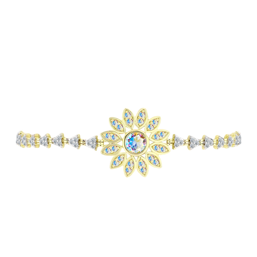 Arannyal Bevont Ezüst Karkötő Jég Moissanite-tel és Fehér Topázzal