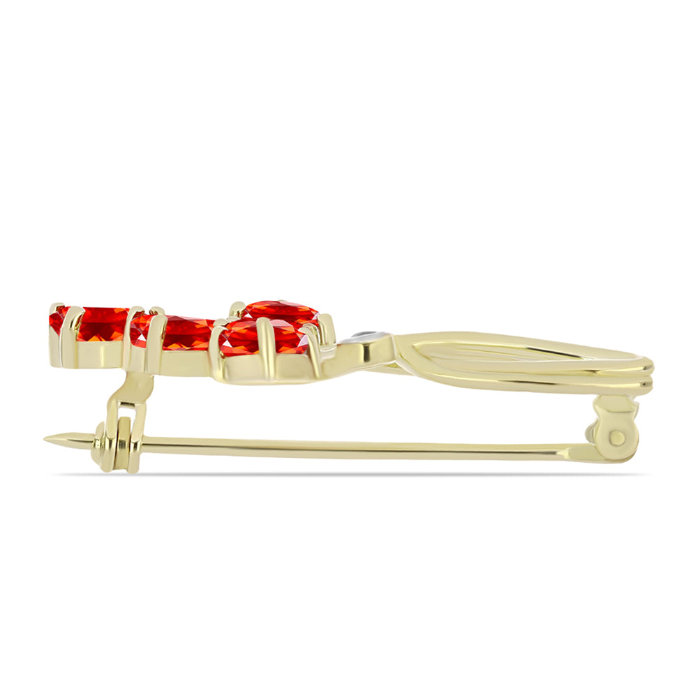 Arannyal Bevont Ezüst Bross Etiópiai Vörös Opállal és Fehér Topázzal