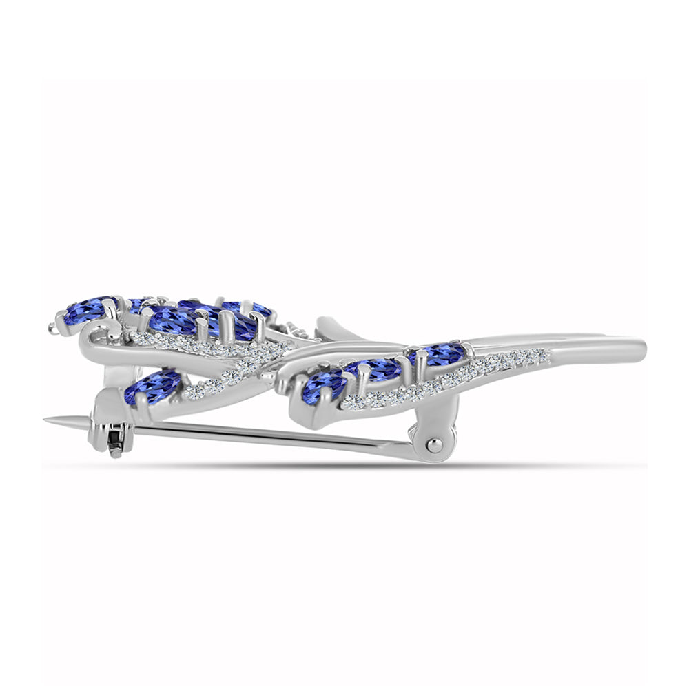Ezüst Bross "AAA" Osztályú Tanzanittal