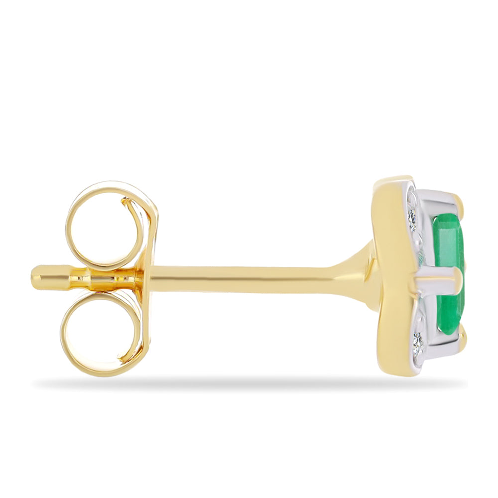 Arannyal Bevont Ezüst Fülbevaló Brazil Smaragddal és Fehér Cirkónnal