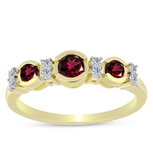 Arannyal Bevont Ezüst Gyűrű Rhodolit Gránáttal és Fehér Topázzal