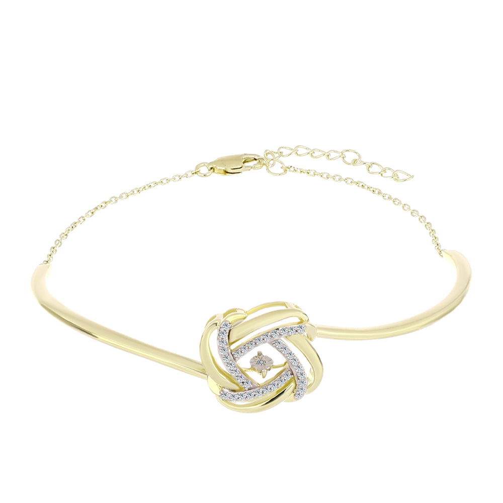 Arannyal Bevont Ezüst Karkötő Fehér Gyémánttal és Fehér Topázzal