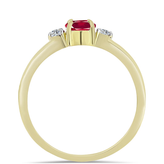 Arannyal Bevont Ezüst Gyűrű Madagaszkári Rubinnal és Fehér Topázzal