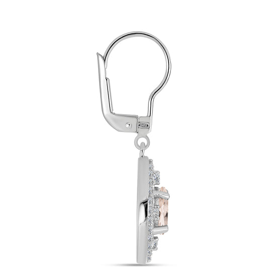 Ezüst Fülbevaló Gozarehi Morganittal és Fehér Topázzal