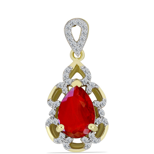 Arannyal Bevont Ezüst Medál Vörös Acháttal és Fehér Topázzal