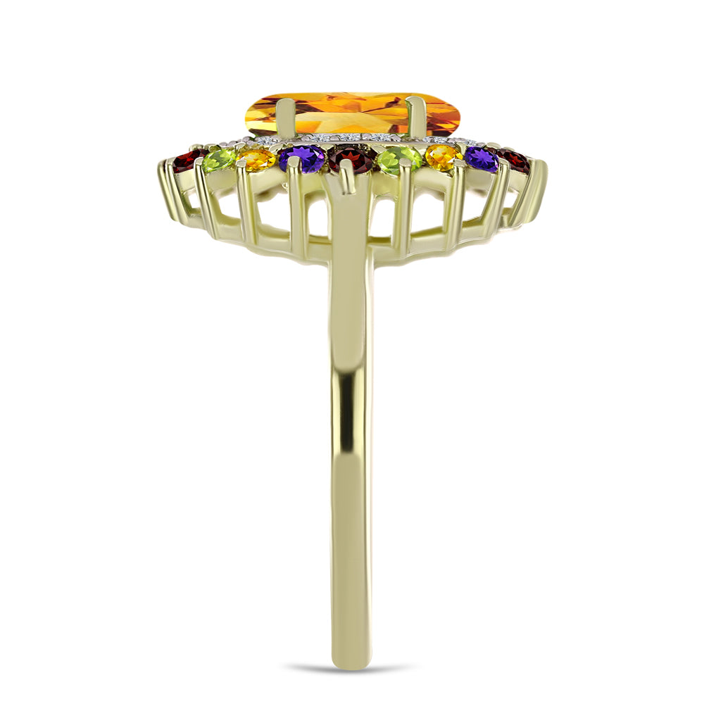 Arannyal Bevont Ezüst Gyűrű Marokkói Ametiszttel és Ural Citrinnel
