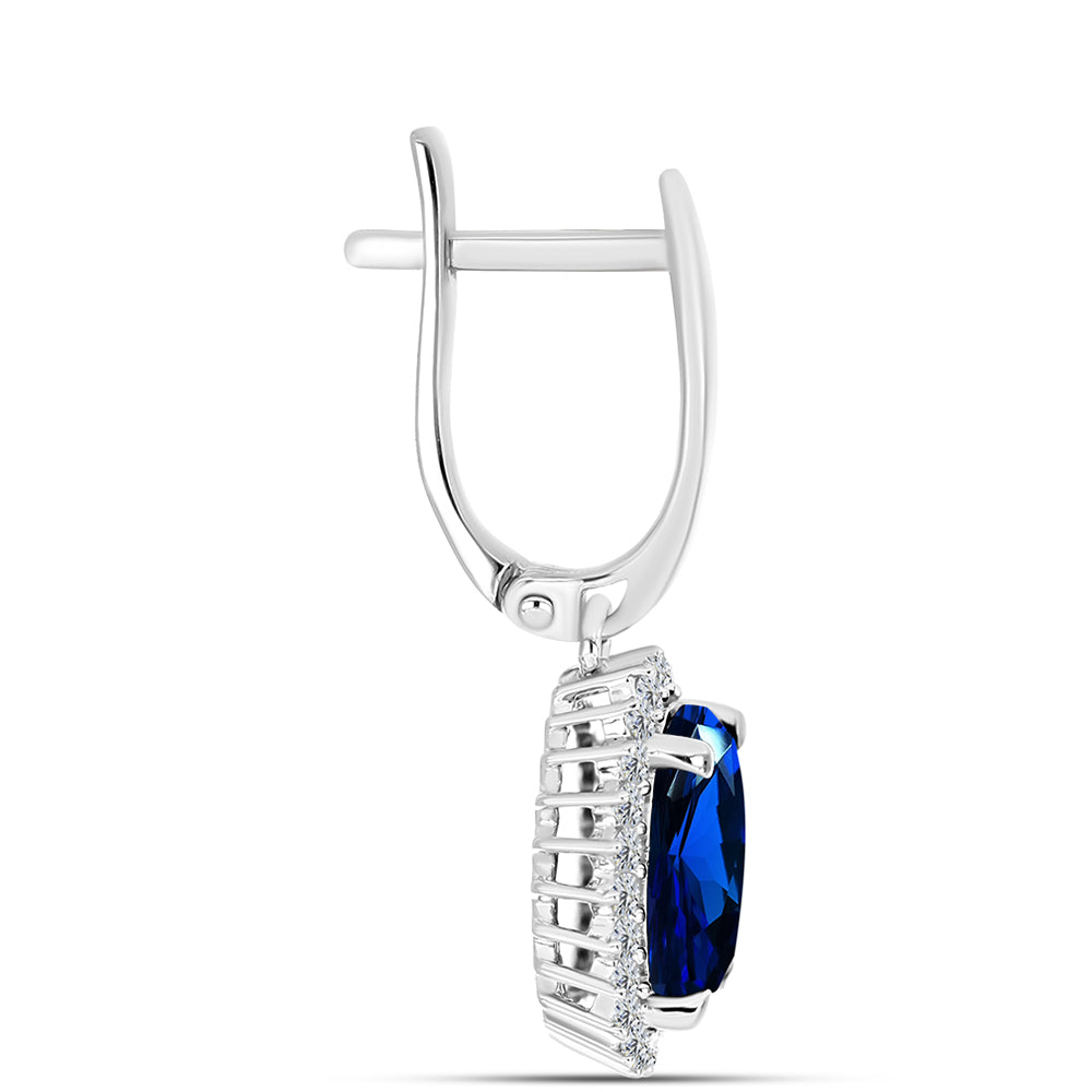 Ezüst Fülbevaló Mesterséges Zafírral és Fehér Cirkónnal