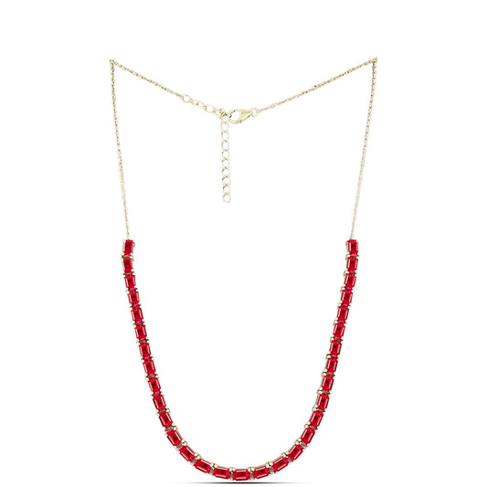 Arannyal Bevont Ezüst Nyaklánc Vörös Acháttal
