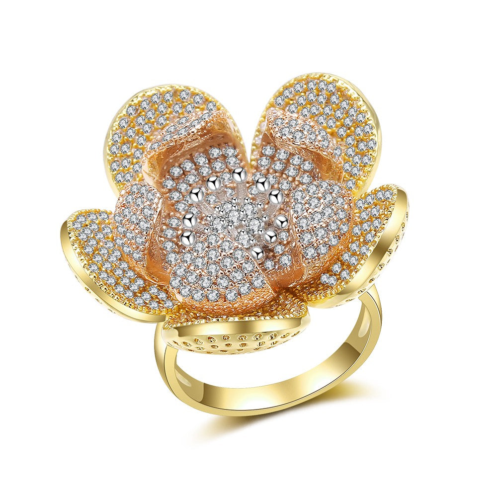 Arany tónusú Emporia Ötvözetű Gyűrű Fehér Emporia® Kristállyal