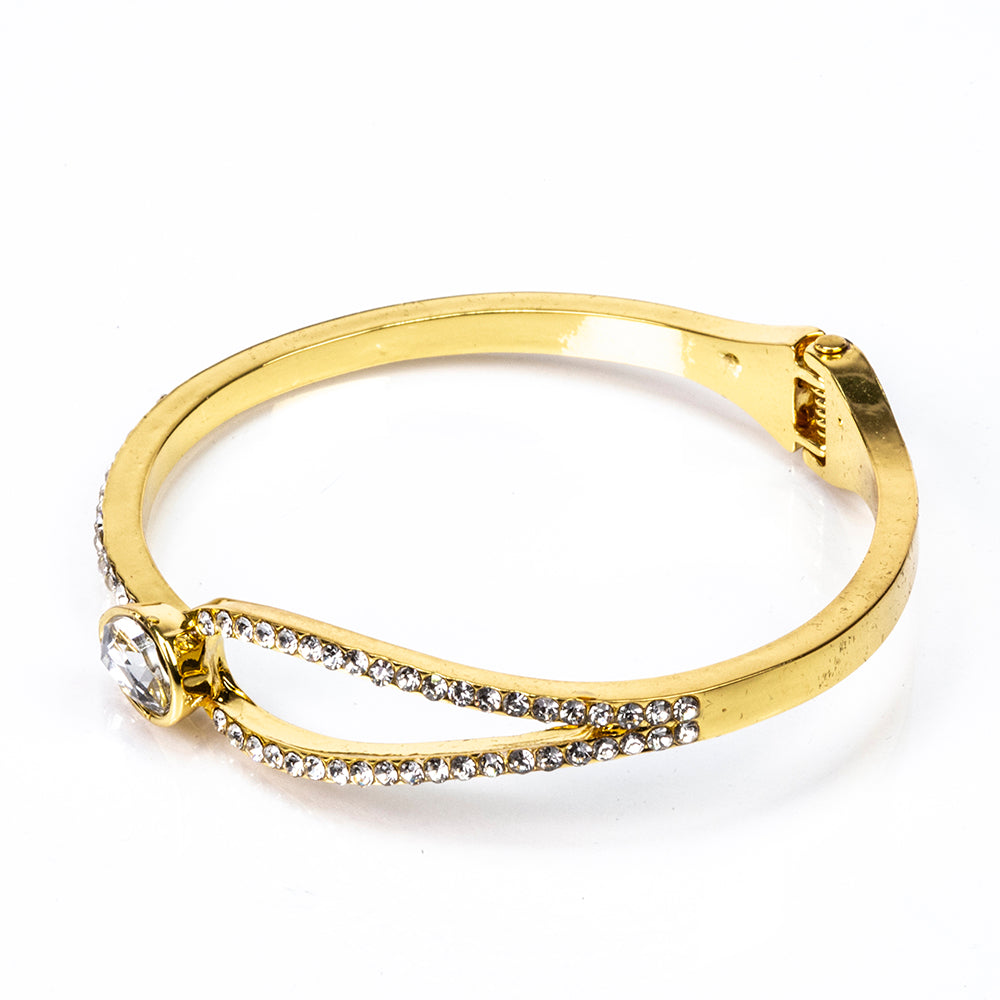 Arany tónusú Emporia Ötvözetű Szett Fehér Emporia® Kristállyal ( Nyaklánc+Fülbevaló+Karkötő+Medál )