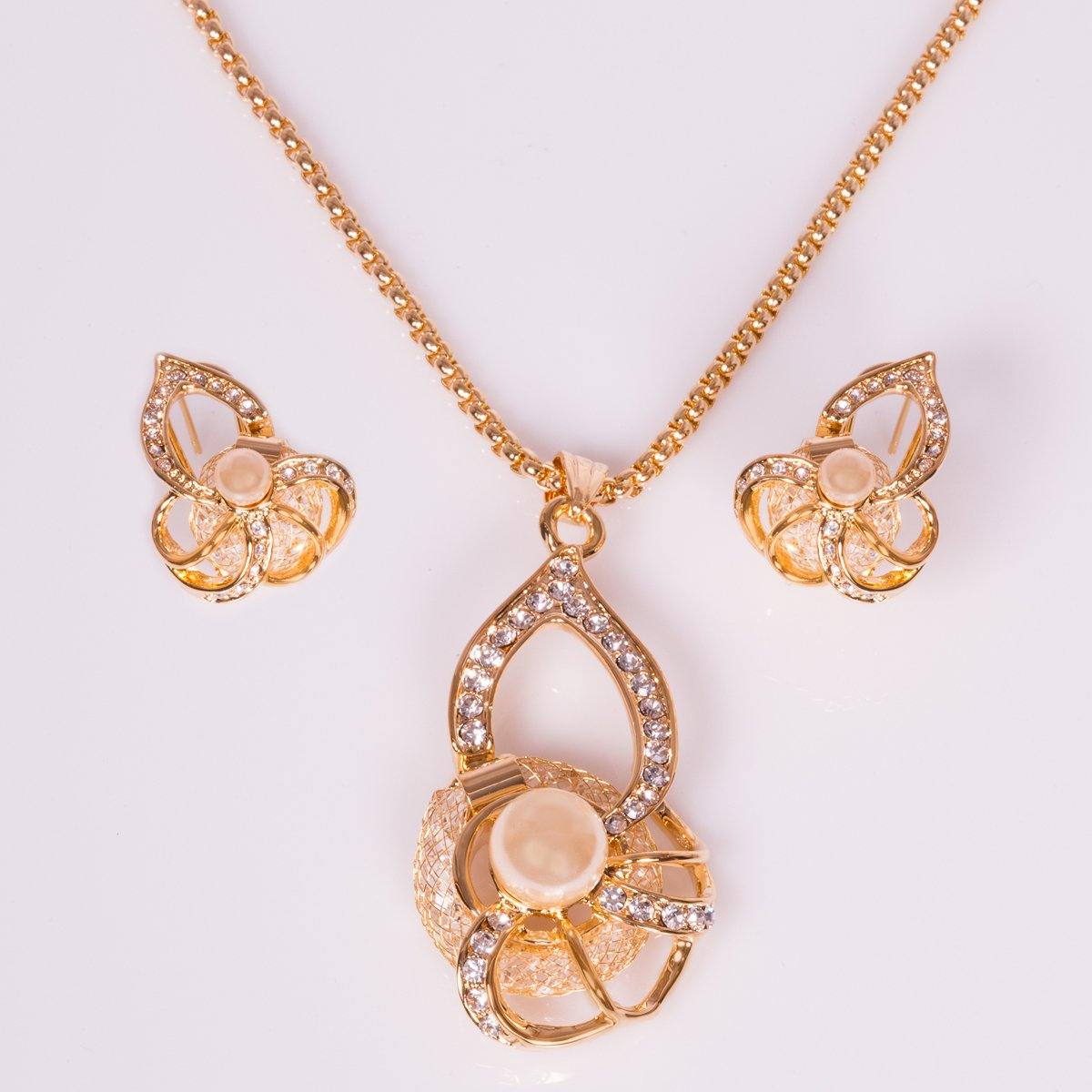 Arany Bevonatú Szett Fehér Emporia® Kristállyal - Ékszer Akció