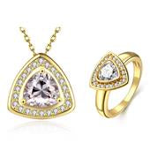 Arany tónusú Emporia Ötvözetű Szett Fehér Emporia® Kristállyal ( Nyaklánc+Gyűrű )