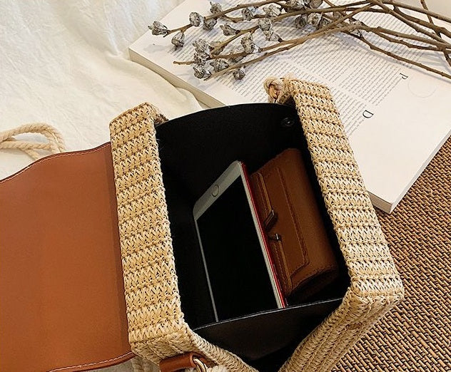 Fonott és barna ökobőr női táska