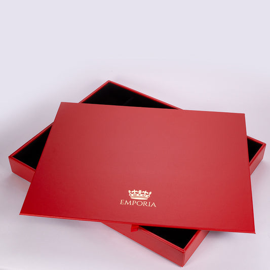 Emporia "Iconic Elizabeth Taylor Red Velvet" Egymásra rakható Bársony Ékszertartó Doboz fedéllel, Vörös
