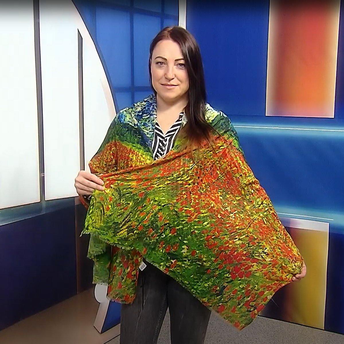 Pamut Sál-Kendő, 70 cm x 180 cm, Monet - Poppy Field - Ékszer Akció