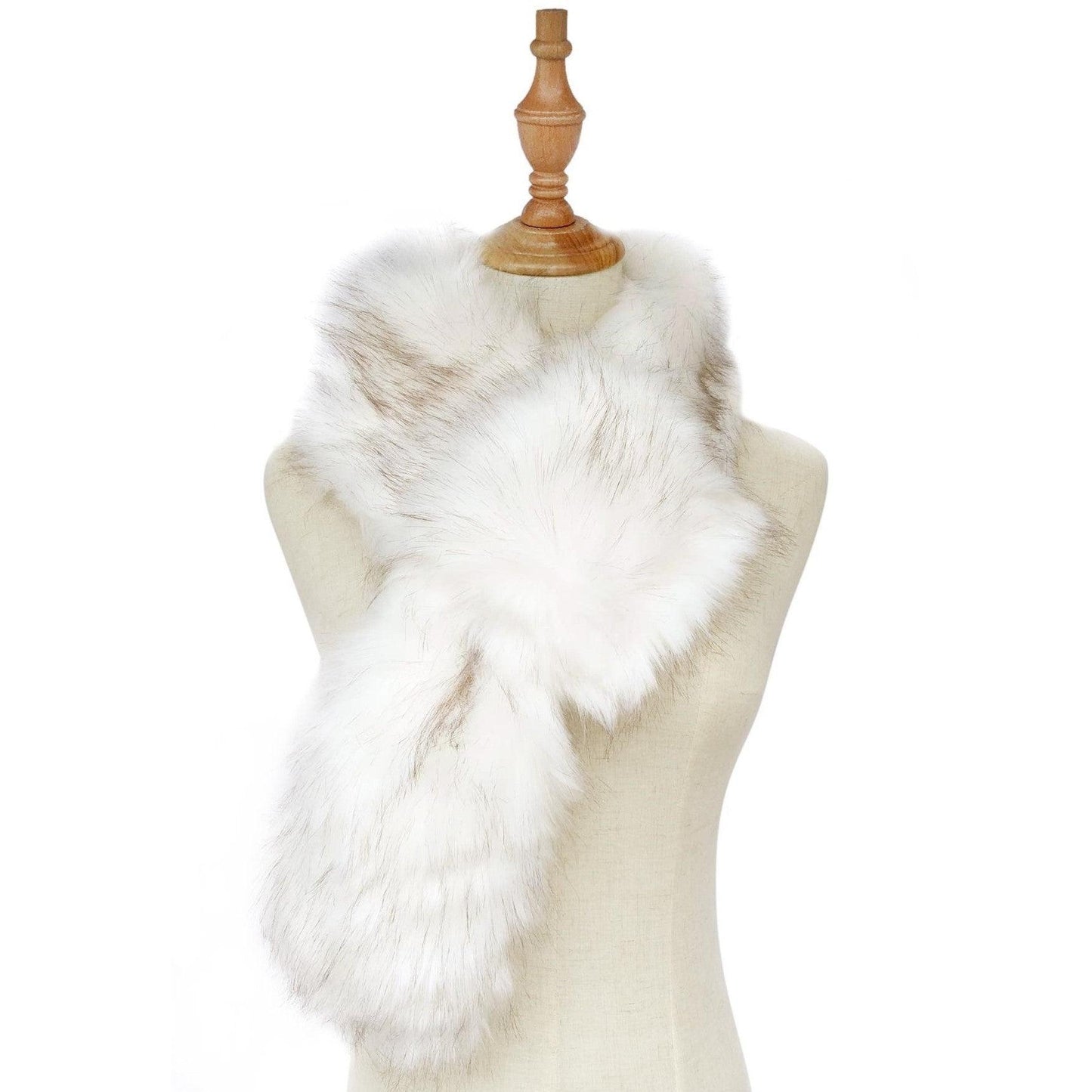 Csavart Átbújtatható Műszőrme Sál, 13.5 x 125cm, Fehér - Ékszer Akció