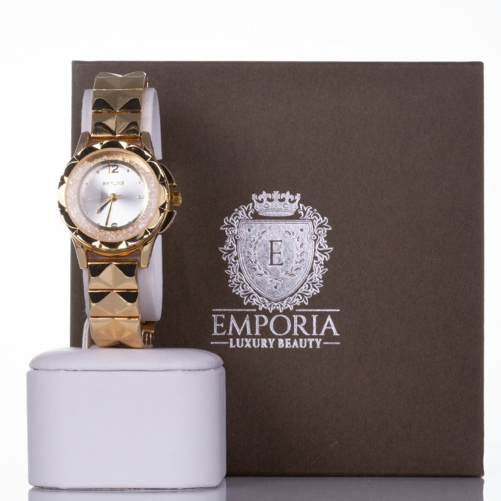 Arany Bevonatú Óra Fehér Emporia® Kristállyal