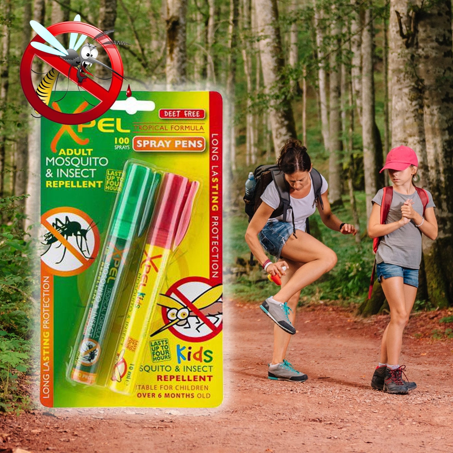 2 db Ultrahosszan tartó Szúnyog- és Rovarriasztó Toll Spray Felnőtt + Gyermek Szett - 2 x 100 fújás