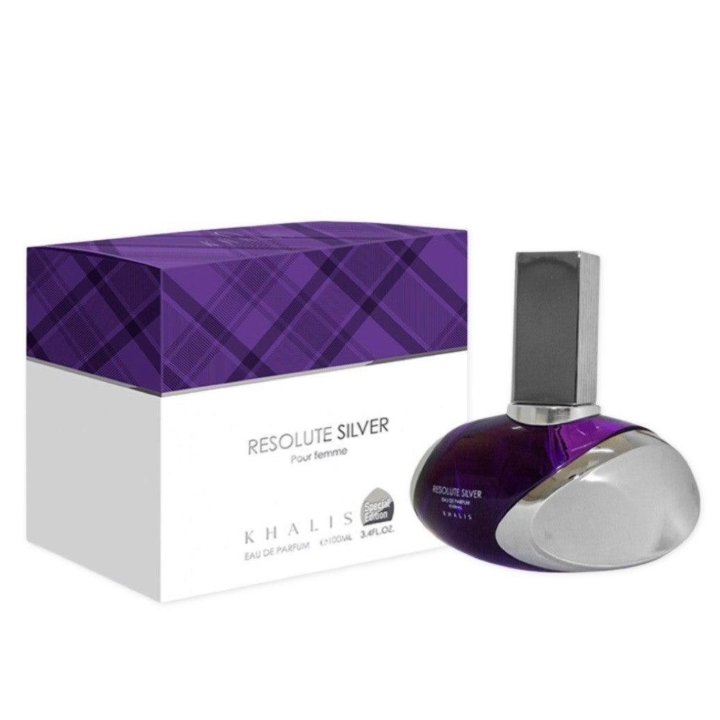100 ml Eau de Perfume Resolute Silver, Keleti Gyümölcsös Édes Illat Nőknek - Ékszer Akció