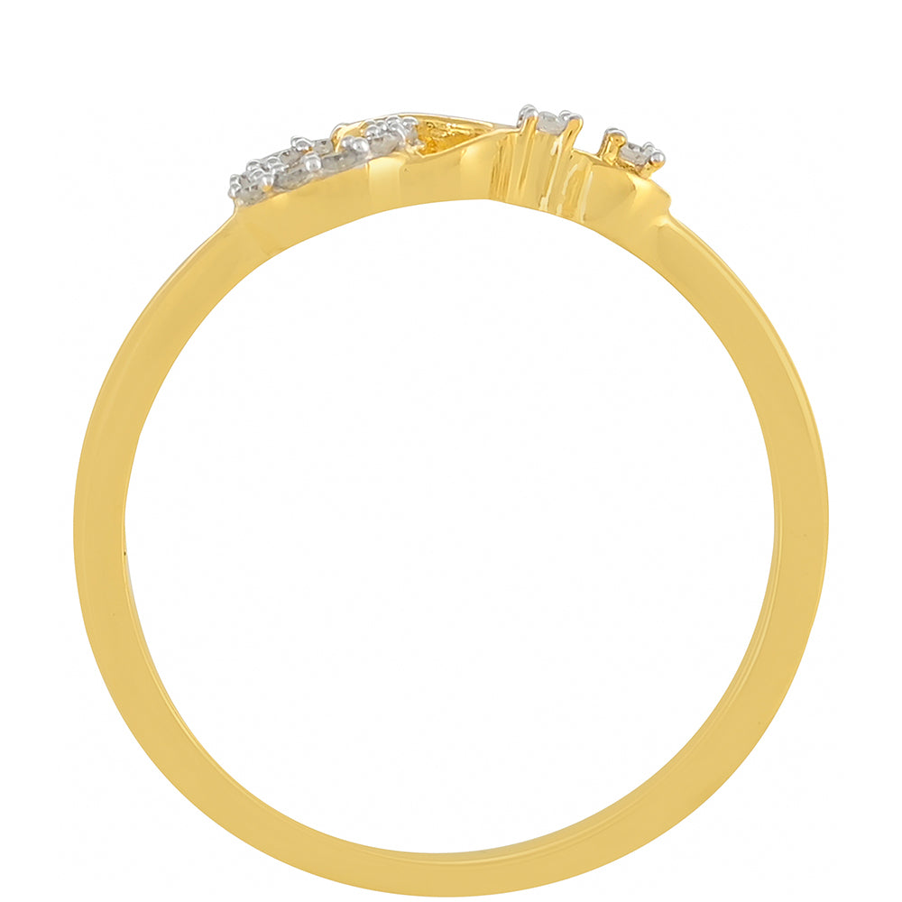 Arannyal Bevont Ezüst Gyűrű Fehér Gyémánttal