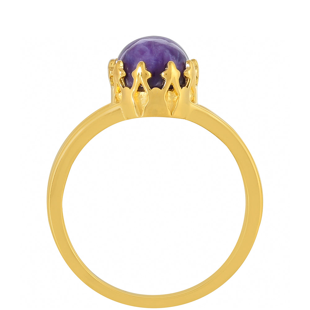 Arannyal Bevont Ezüst Gyűrű Karoittal