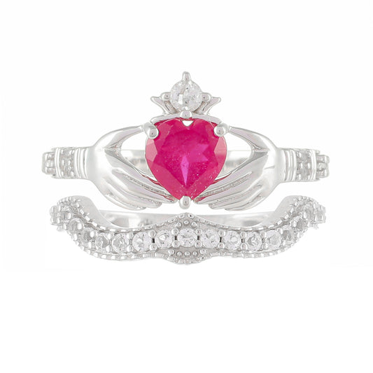 Ezüst Gyűrű Thai Rubinnal és Fehér Topázzal