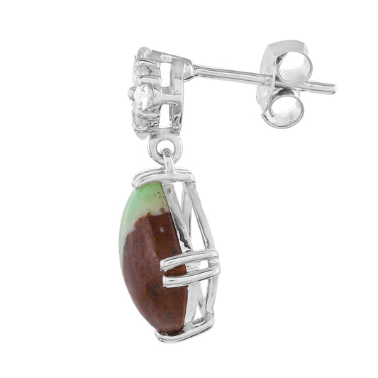 Ezüst Fülbevaló Menta Krizophrase-zel és Természetes Cirkónnal - Ékszer Akció