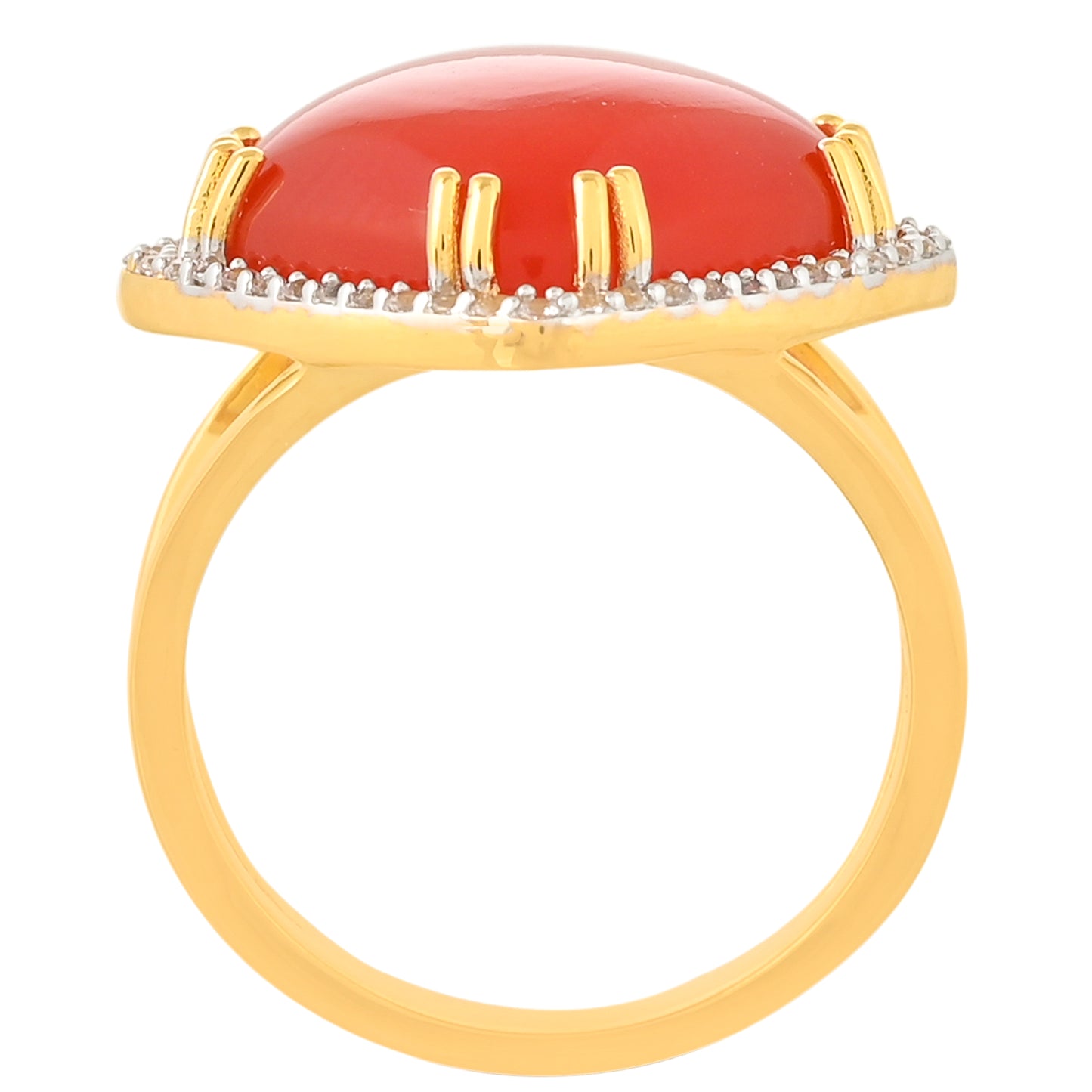 Arannyal Bevont Ezüst Gyűrű Karneollal és Fehér Topázzal