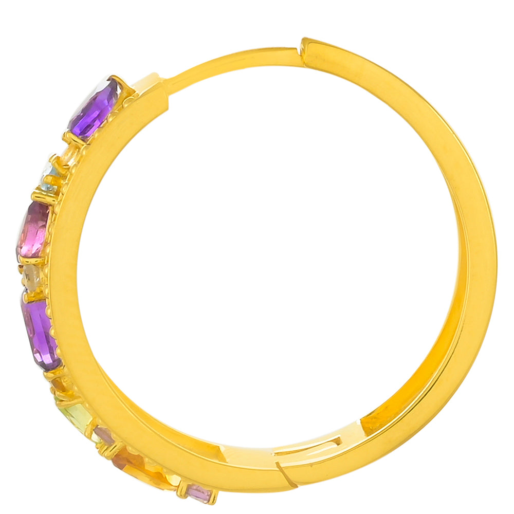 Arannyal Bevont Ezüst Fülbevaló Afrikai Ametiszttel és Zöld Ametiszttel