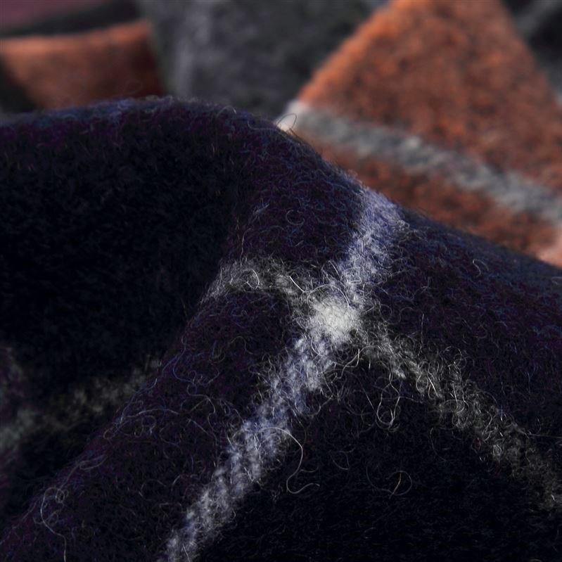 100% Valódi Gyapjú Sál, 30 cm x 180 cm, Kocka Mintás, Fekete és Barack - Ékszer Akció