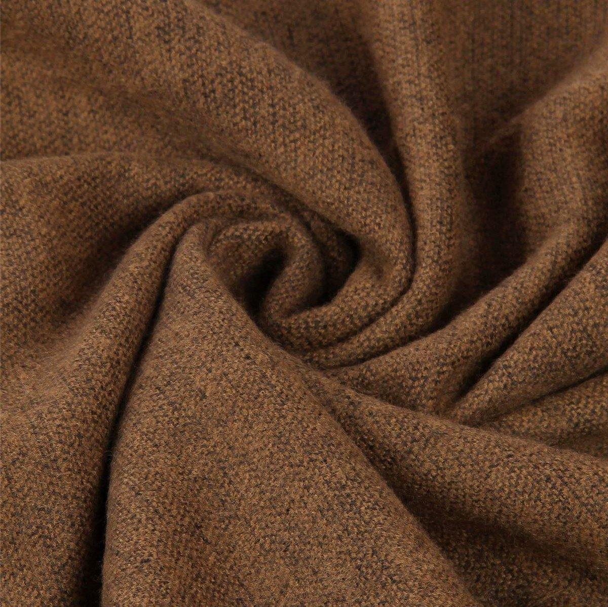 Sál-Kendő Valódi Szőr Pom Pommal, 60 cm x 170 cm, Barna - Ékszer Akció