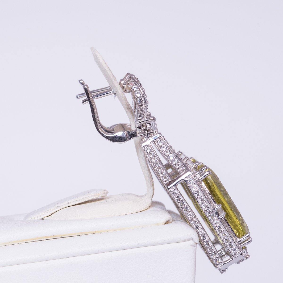 Ezüst Fülbevaló Diasporral és Fehér Topázzal - Ékszer Akció