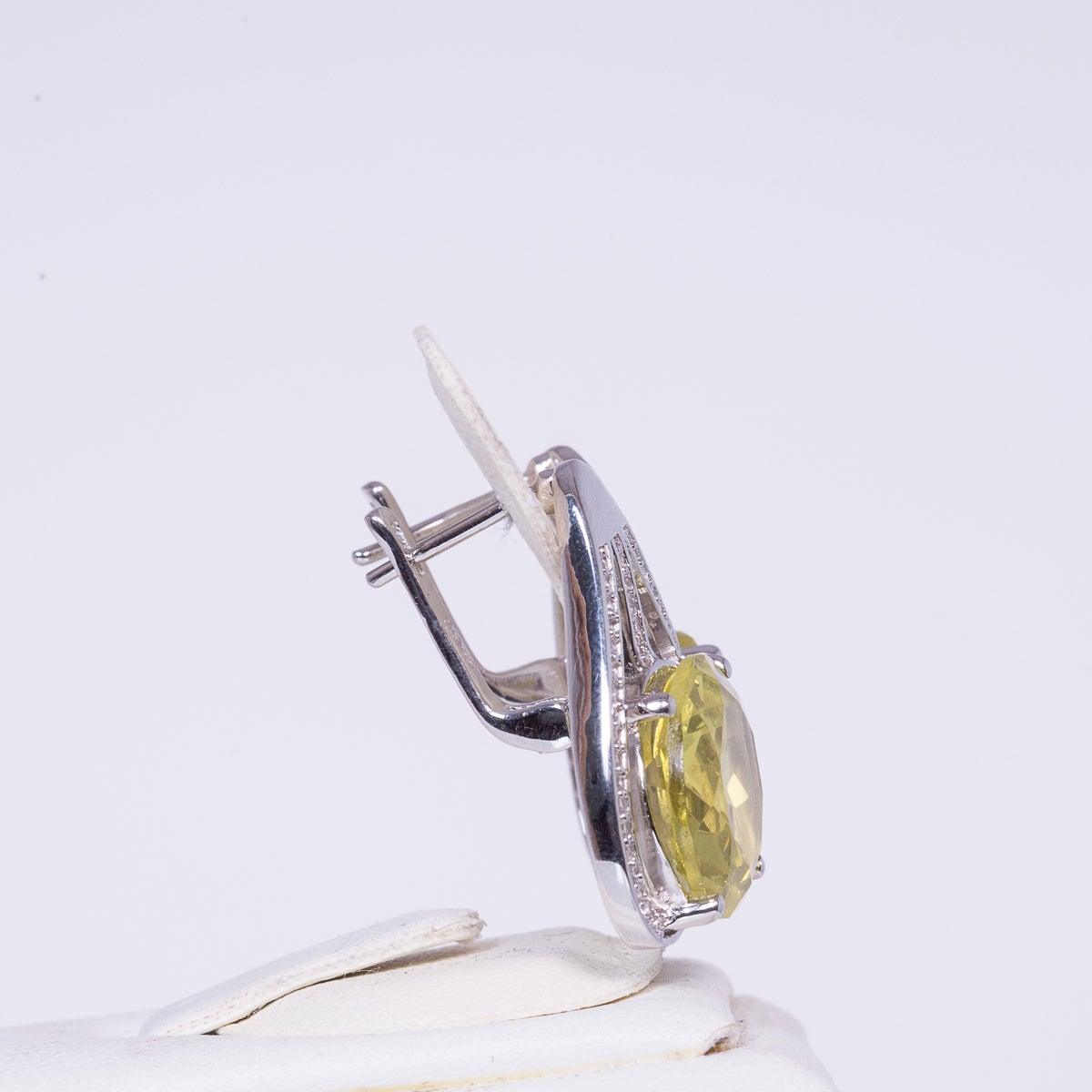 Ezüst Fülbevaló Diasporral és Fehér Topázzal - 26.5 mm x 19 mm - Ékszer Akció