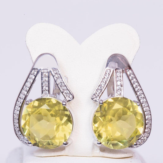 Ezüst Fülbevaló Diasporral és Fehér Topázzal - 26.5 mm x 19 mm - Ékszer Akció