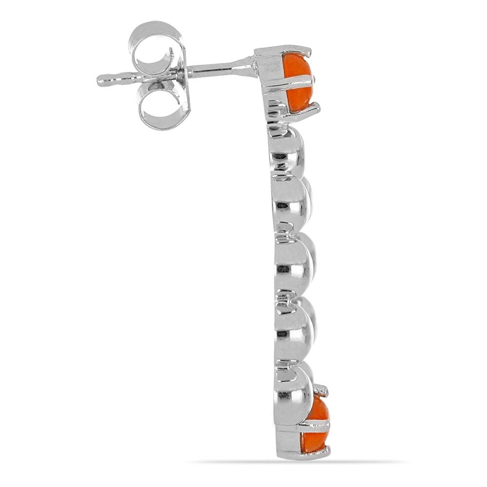 Ezüst Fülbevaló Narancs-Tűzopállal - Ékszer Akció