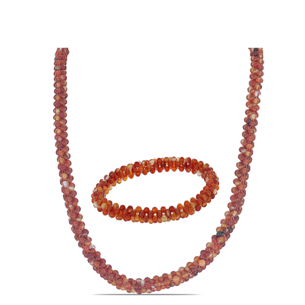 Arannyal Bevont Ezüst Szett Vörös Acháttal