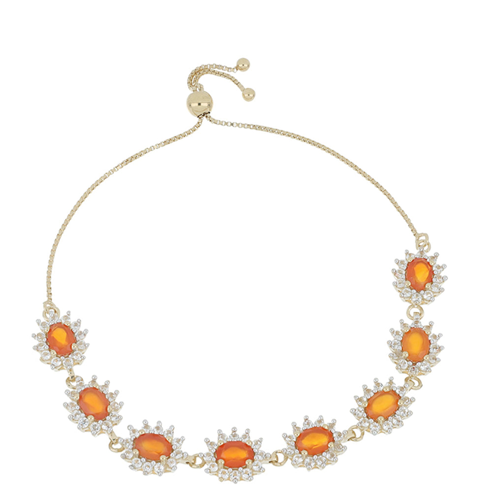 Arannyal Bevont Ezüst Karkötő Spruce Pine Vörös Kvarccal és Fehér Topázzal