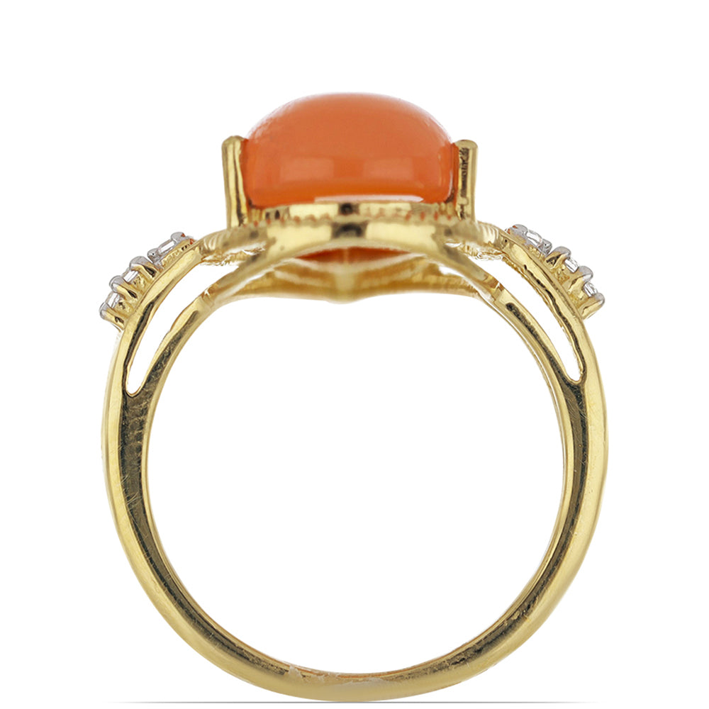 Arannyal Bevont Ezüst Gyűrű Tagebaui Karneollal és Fehér Topázzal