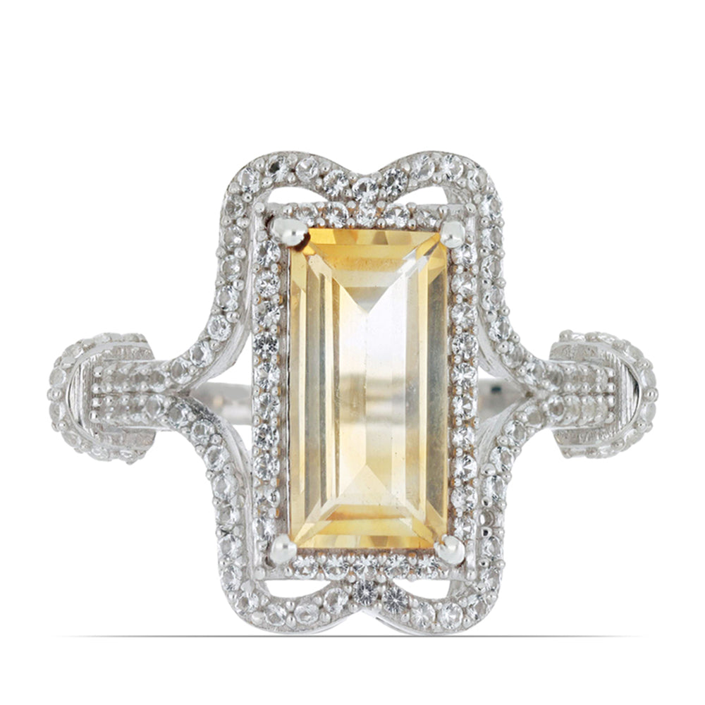 Ezüst Gyűrű Ural Citrinnel és Fehér Topázzal