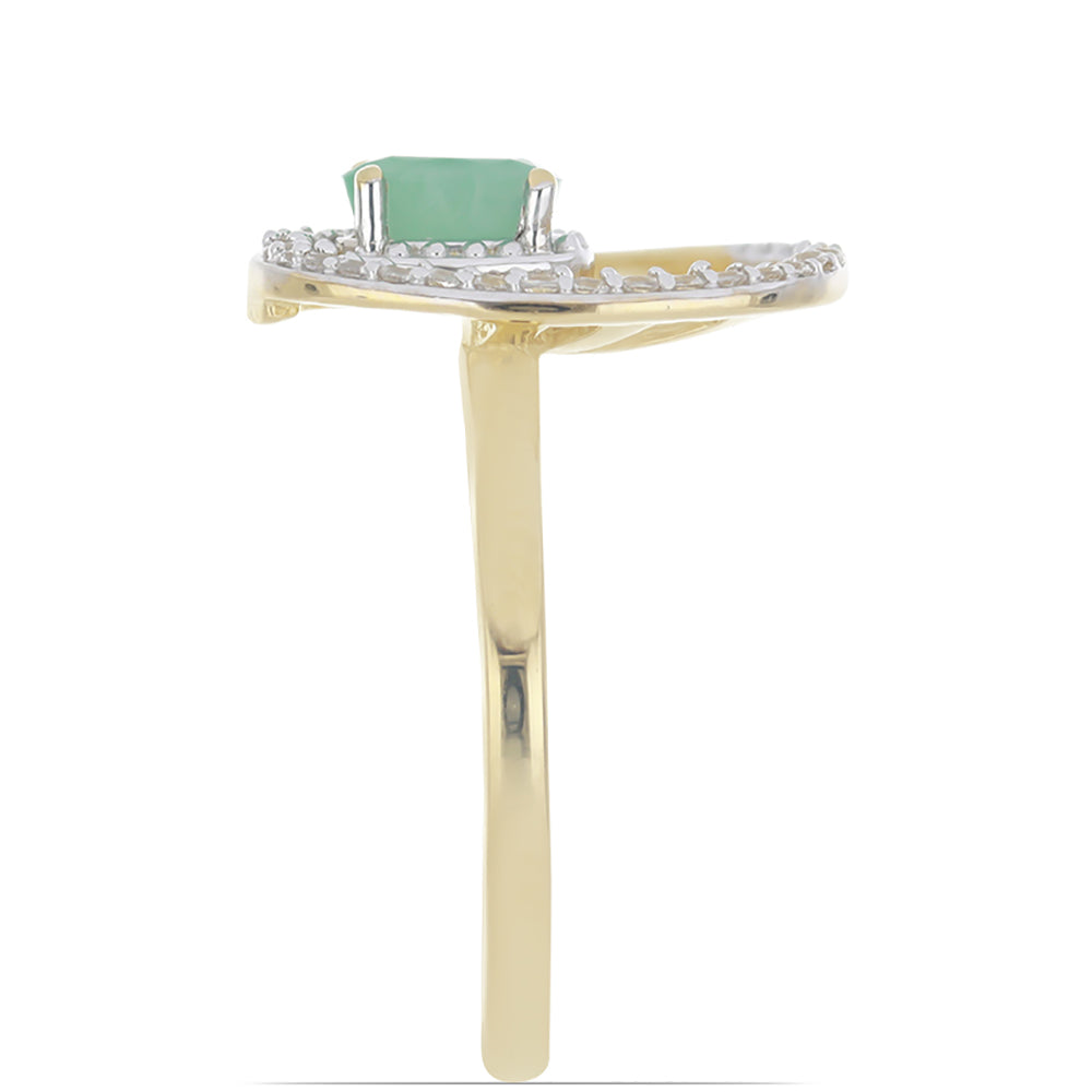 Arannyal Bevont Ezüst Gyűrű Brazil Smaragddal és Fehér Topázzal