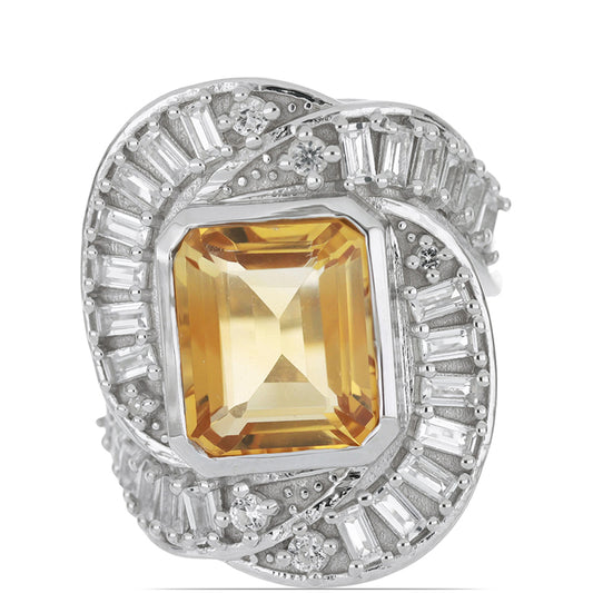 Ezüst Gyűrű Ural Citrinnel és Fehér Topázzal