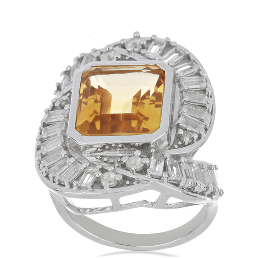 Ezüst Gyűrű Ural Citrinnel és Fehér Topázzal