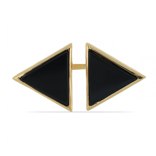 Arannyal Bevont Ezüst Gyűrű Suwari Fekete Onixszal