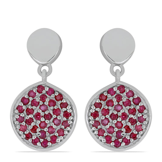 Ezüst Fülbevaló Madagaszkári Rubinnal