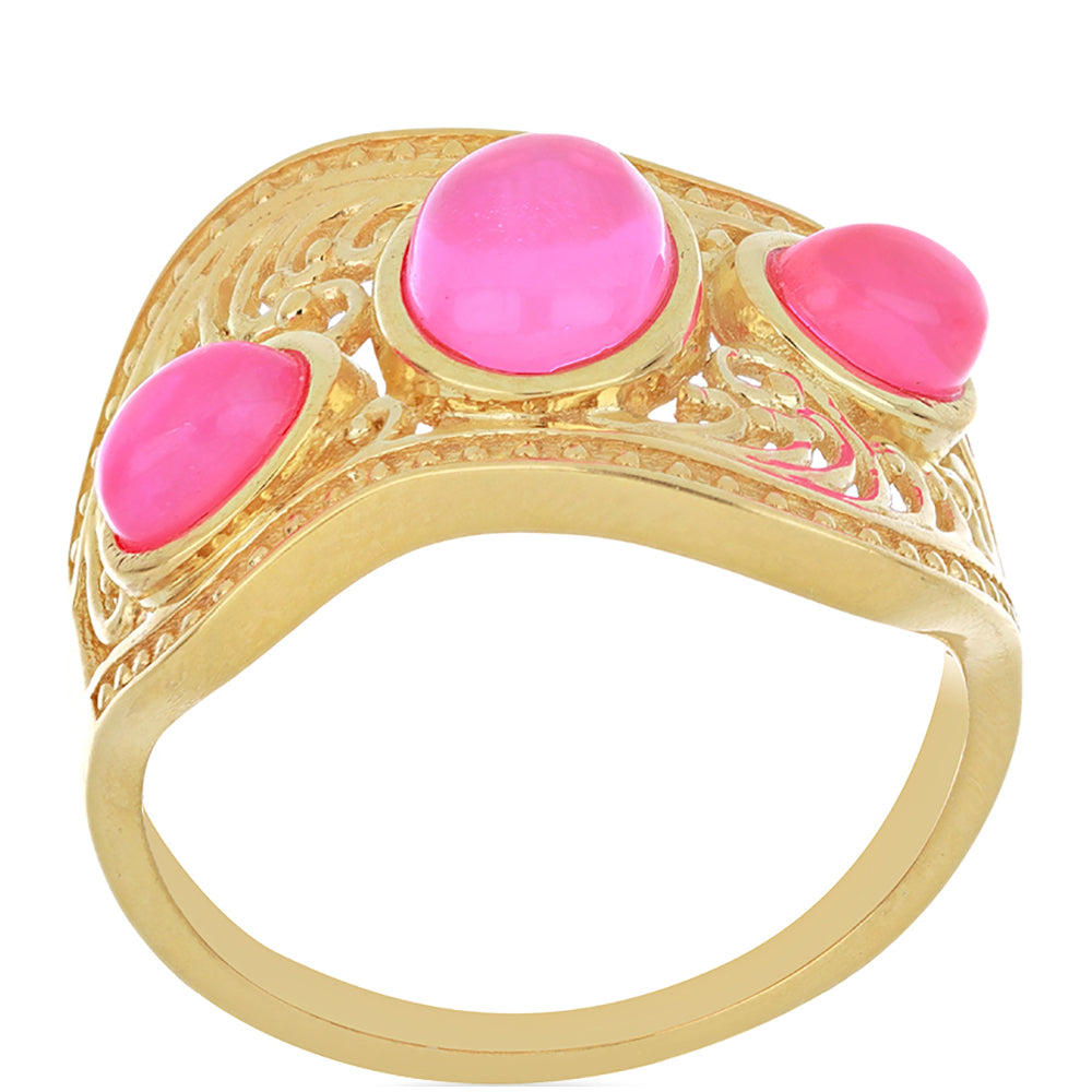 Arannyal Bevont Ezüst Gyűrű Lega Dembi Etiópiai Rózsaszínű Opállal