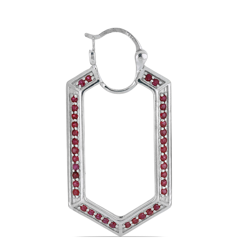 Ezüst Fülbevaló Madagaszkári Rubinnal