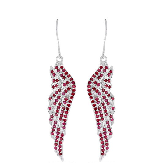 Ezüst Fülbevaló Madagaszkári Rubinnal