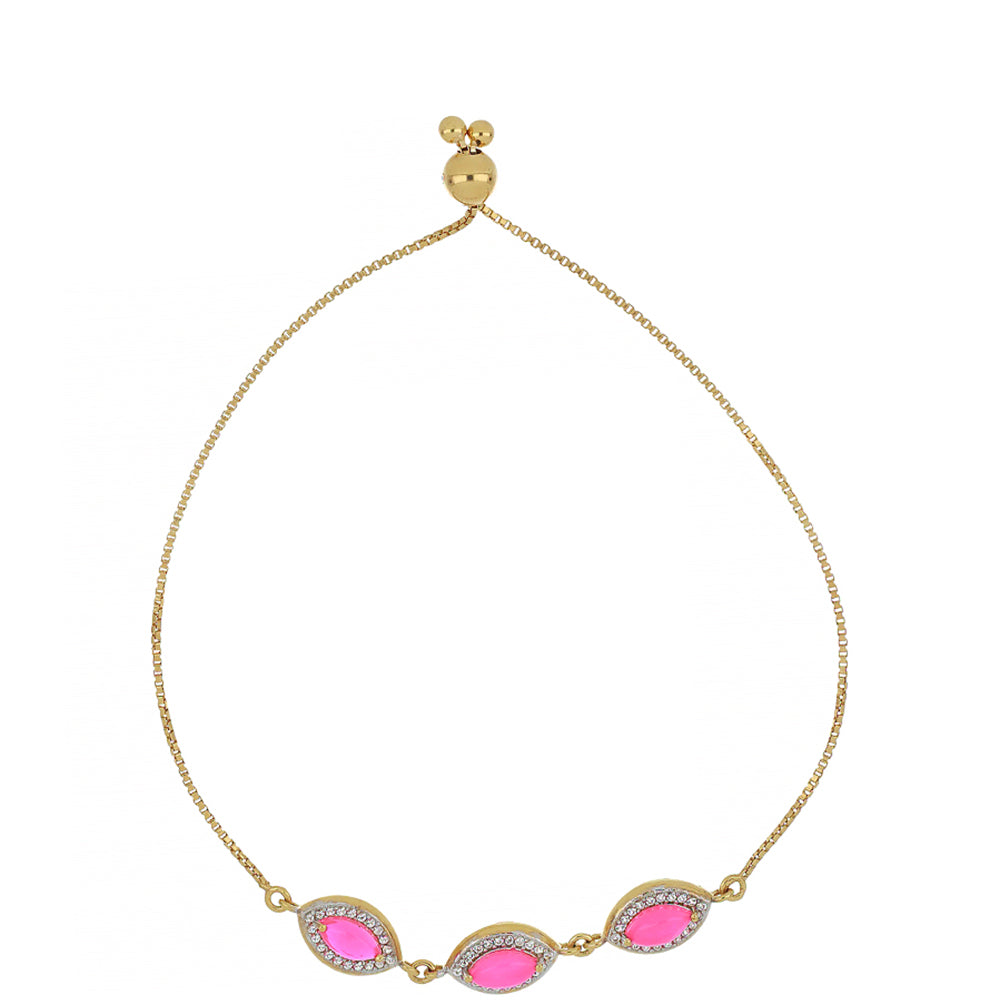 Arannyal Bevont Ezüst Karkötő Pink Opállal és Fehér Topázzal